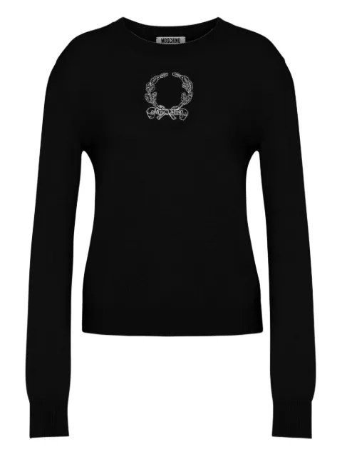 Moschino Laurel Crown embroidered logo sweater Black A09305502