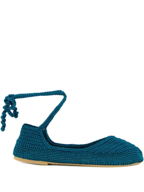 KASHURA crochet-knit flat ballet shoes Blue BA0291