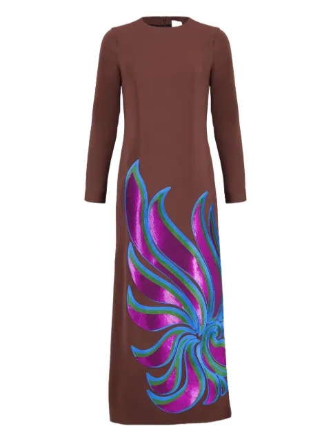 PAULA embellished long-sleeve maxi dress Brown KENTIA