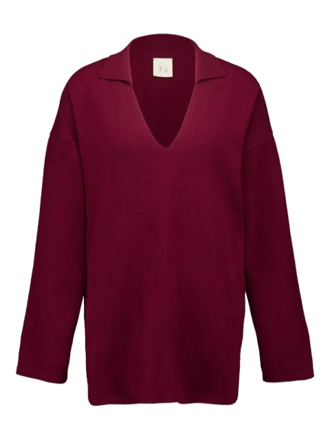 PAULA plunge-collar sweater Red JANE