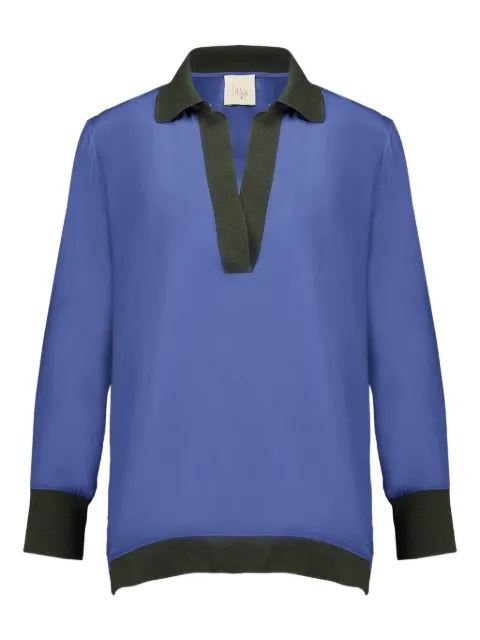 PAULA contrasting-collar blouse Blue DIANE9