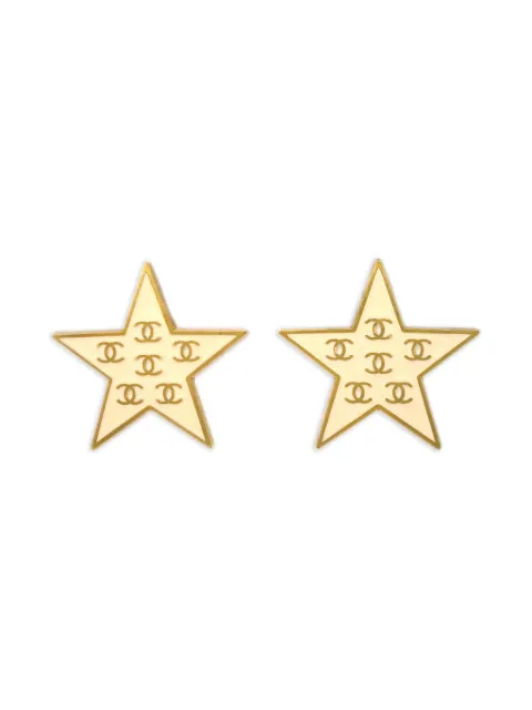 CHANEL Pre-Owned 2001 CC star-motif earrings Gold ER164820