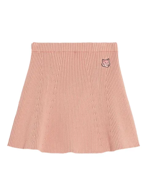 Maison Kitsuné ribbed-knit flared mini skirt Pink OW01506KT1099