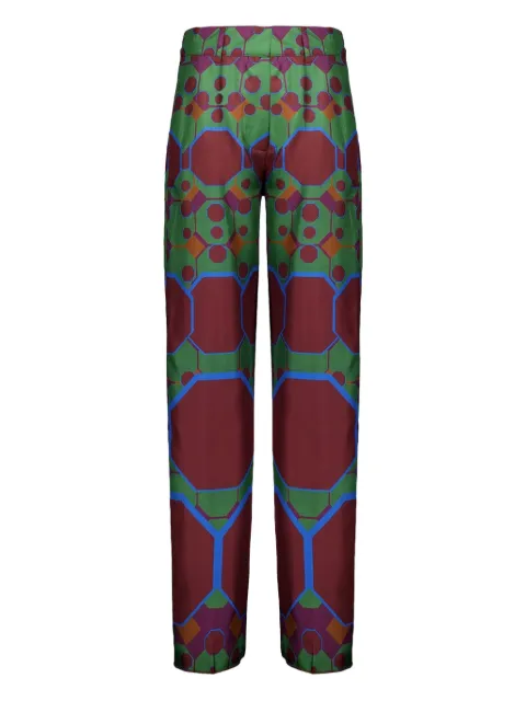 PAULA geometric-print trousers Green SONIA11