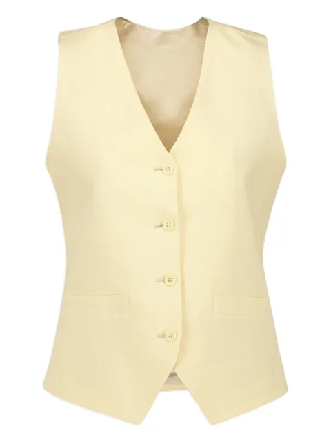 PAULA button-up linen vest Neutrals LEO