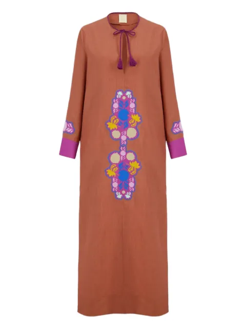PAULA embroidered-patchwork linen dress CAMILLE