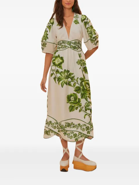 FARM Rio floral-print midi dress Neutrals 331950