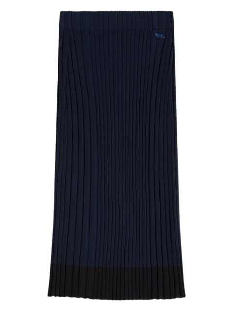 Maison Kitsuné Baby Fox-patch ribbed skirt Blue OW01520KT1121