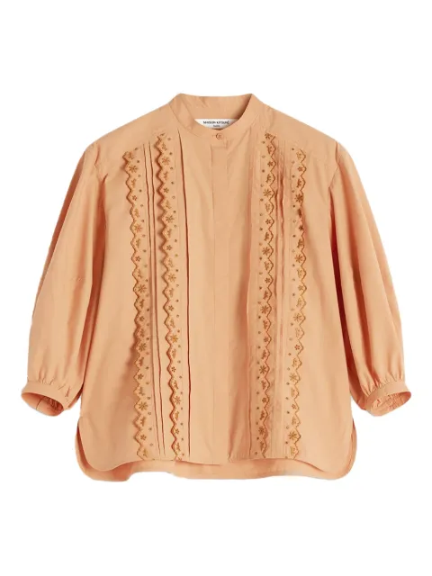 Maison Kitsuné embroidered long-sleeved shirt Neutrals OW00428WC5042