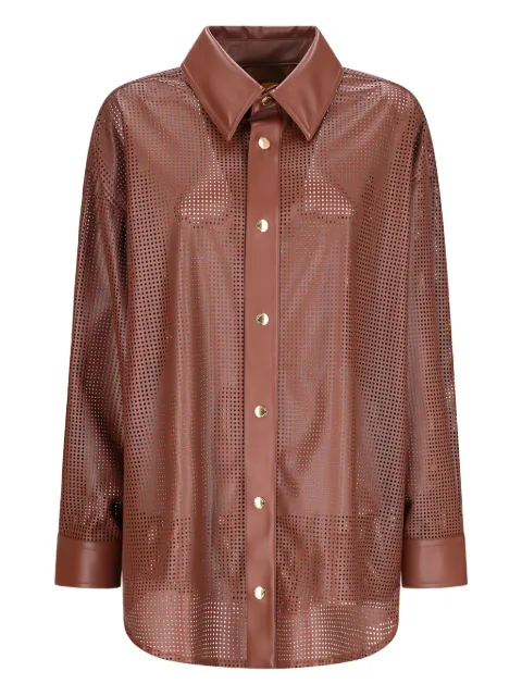 Khrisjoy Aura perforated leather shirt Brown KWS25R0615LT0001