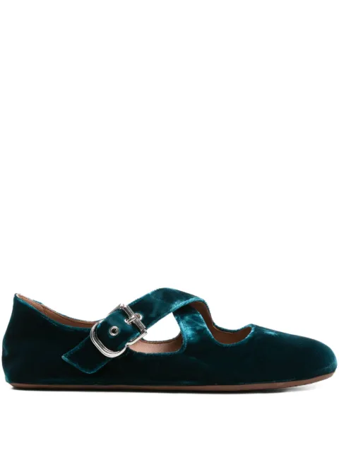 Alaïa criss-cross buckled ballet flats Blue AA3A046A014