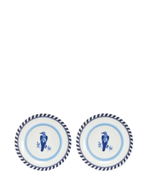 POLSPOTTEN striped porcelain dinner plates Blue 230400671
