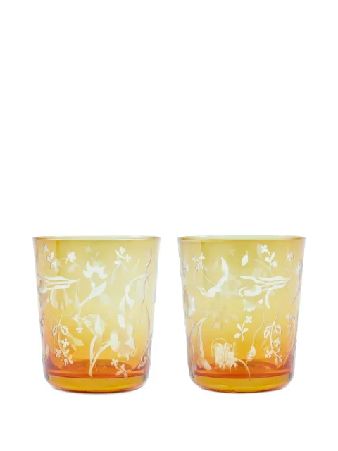 POLSPOTTEN etched floral tumbler (set of two) Yellow 140230233