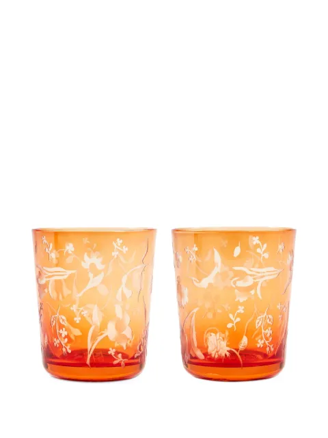 POLSPOTTEN flower-engraved tumblers Orange 140230231