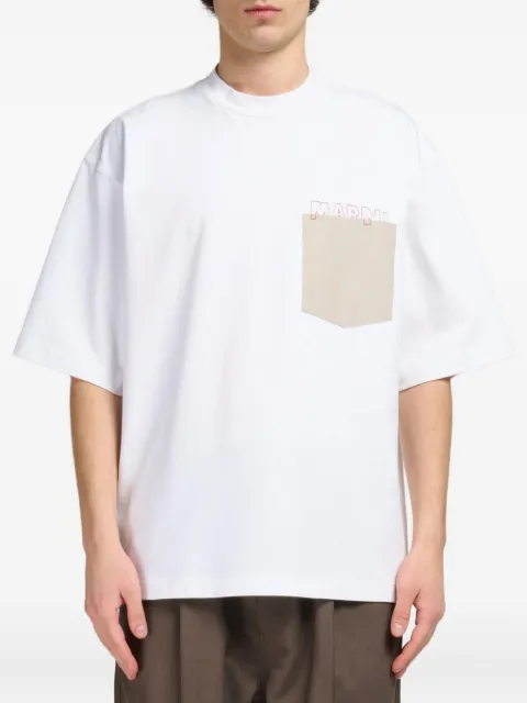 Marni cotton T-shirt with contrast pocket White HUMU0352QSUTC406