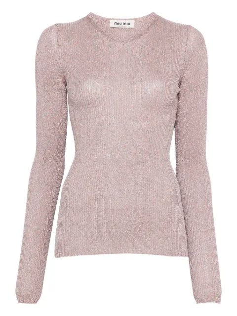 Miu Miu lurex-detail long-sleeve jumper Pink MML00YSOOO176W