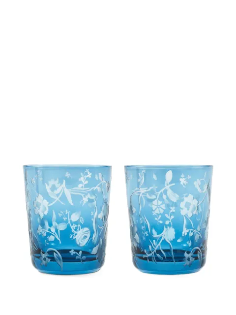 POLSPOTTEN engraved-floral glass tumblers Blue 140230232