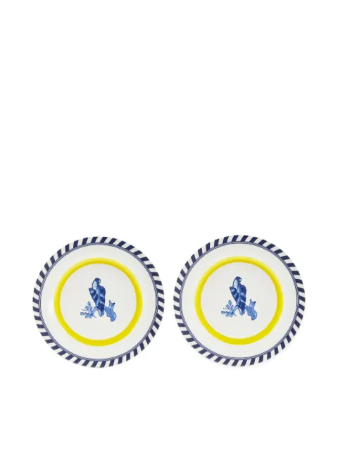 POLSPOTTEN striped edge decorative plates Blue 230400672