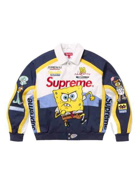 Supreme x SpongeBob SquarePants Jeff Hamilton racing jacket White SU25375