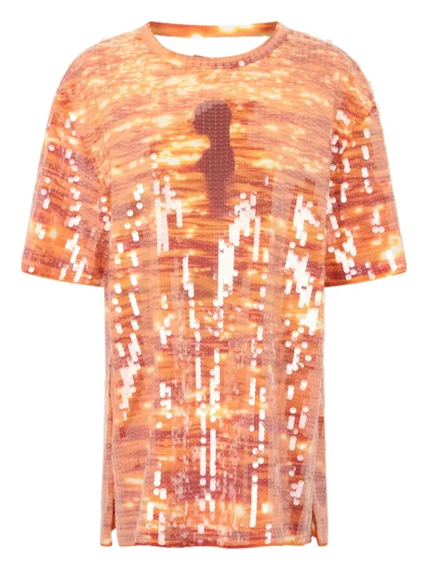 Rabanne sequin-embellished T-shirt Orange 25AJRO142CO0617