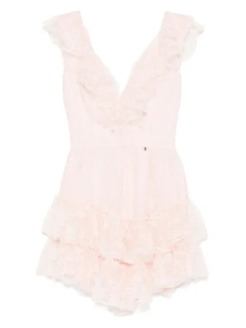 NISSA rhinestone-embellished lace mini dress Pink RS16197PINK