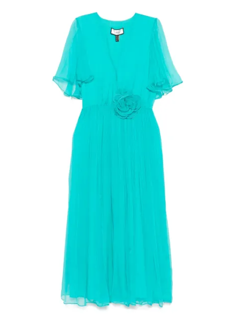 NISSA flower-appliqué midi dress Blue RC16205AQUA