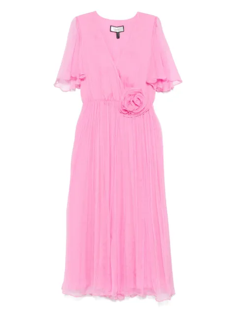 NISSA floral-appliqué midi dress Pink RC16205