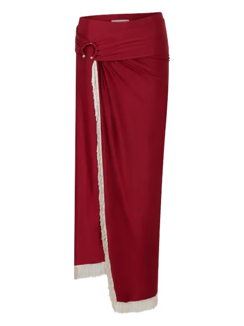 Rabanne fringed wrap skirt Red 25AIJU079VI0267