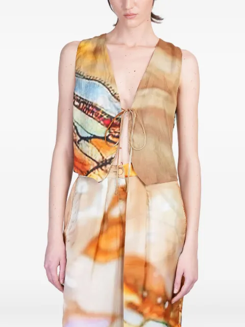 YAVI graphic-print vest Neutrals YC18JKT70