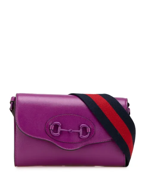 Gucci Pre-Owned 2016-2024 Mini Leather Horsebit 1955 Web crossbody bag Purple 7ZO1O3E3U8SLNOFS