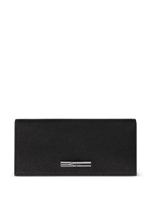 Longchamp Le Roseau textured leather continental wallet Black 30050HFP001