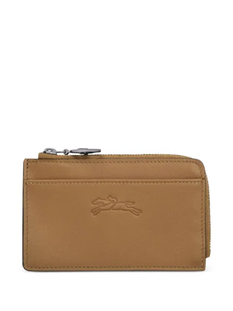 Longchamp Le Pliage zippered leather cardholder Brown 30048987004