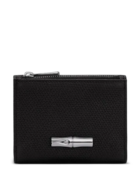 Longchamp Le Roseau textured leather cardholder Black 30049HFP001