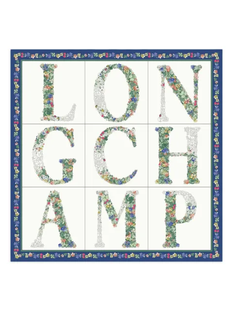 Longchamp Le Jardin Longchamp silk scarf Blue 50660GSO006