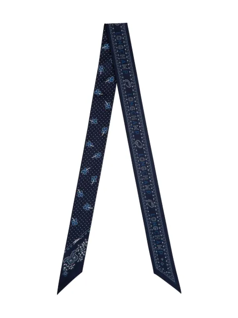 Longchamp French Bandana printed silk neck scarf Blue 51044GSO006
