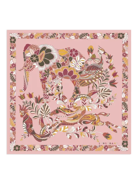 Longchamp Forêt Longchamp silk scarf 50 Pink 50561GSOP96