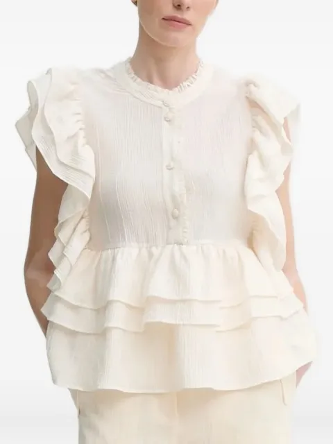 MUNTHE Fulton ruffled tiered blouse Neutrals 251104325132
