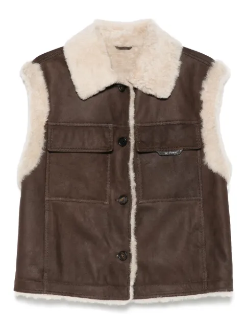 Brunello Cucinelli shearling-collar gilet Brown MPMBP7680PC4194