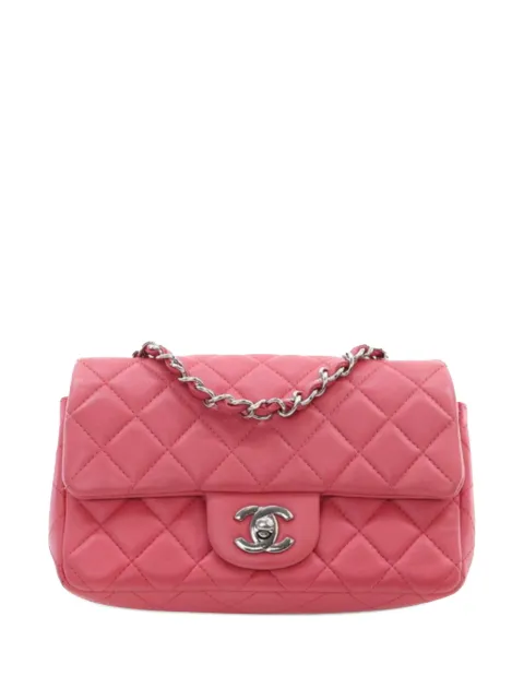 CHANEL Pre-Owned 2019 Mini Rectangular Classic Lambskin Single Flap crossbody bag Pink 6L0XY81AXUNH4MMK