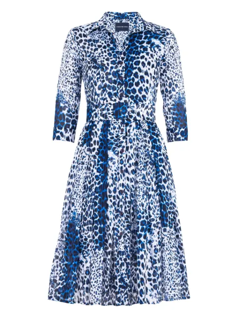 Samantha Sung Audrey leopard-print shirt dress Blue PIERRELEOPARDMUSOLA
