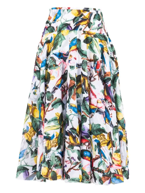 Samantha Sung Aster floral-print pleated midi skirt White BLUEBIRDMUSOLA