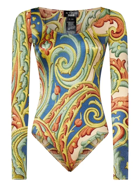 Wolford paisley-print long-sleeve bodysuit Green 079312