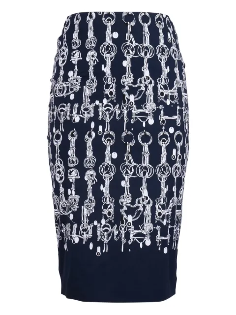 Samantha Sung chain-link print pencil skirt Blue HORSECHAINCS60S