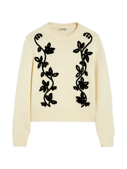 Jil Sander embroidered wool sweater Neutrals J02GP0220J14802