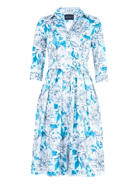 Samantha Sung Audrey floral-print midi dress Blue CHRYSANTHEMUMFLOWERCS60S