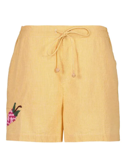 Baziszt Anab embroidered-fruit drawstring shorts Orange AN98SH