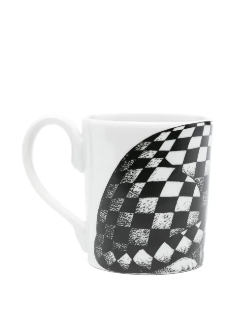 Fornasetti high Fidelity Quadrettato mug (11.5cm x 8cm) White P14X2894