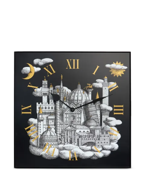 Fornasetti architectural-motif wall clock Black WSCLO011