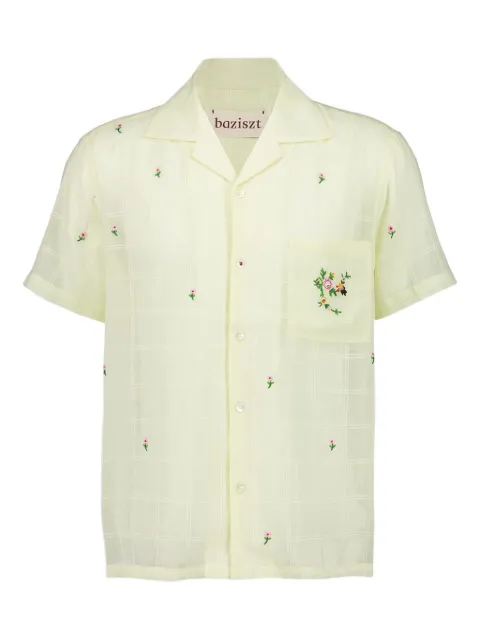 Baziszt embroidered flowers shirt Yellow LO127SH