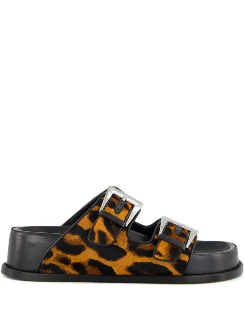 Paris Texas leopard-print flat sandals Brown PX1658XPRCA